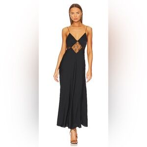 Favorite Daughter Black Plunge Neck Maxi Dress